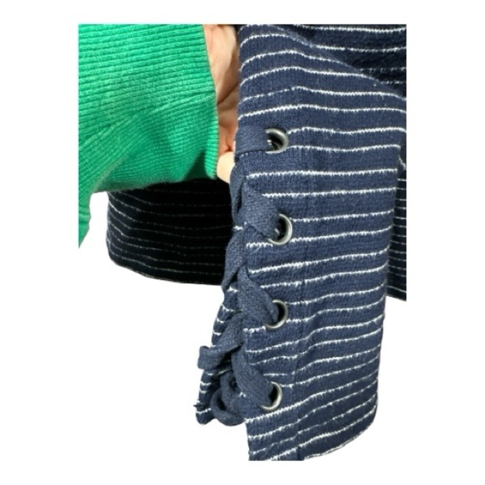 Madewell Striped Side-Lace Deep Navy and White Long sleeve Top - Picture 7 of 11